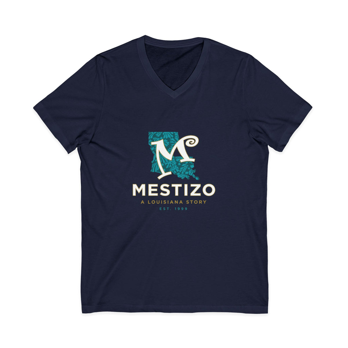 Mestizo Louisiana V-Neck Tee — Heritage Map Design