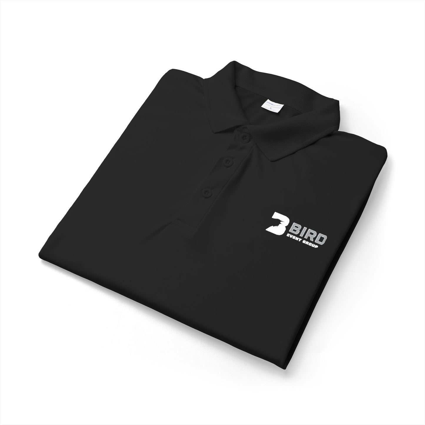Bird Event Group  Logo Polo — Men’s Black Performance Work Shirt