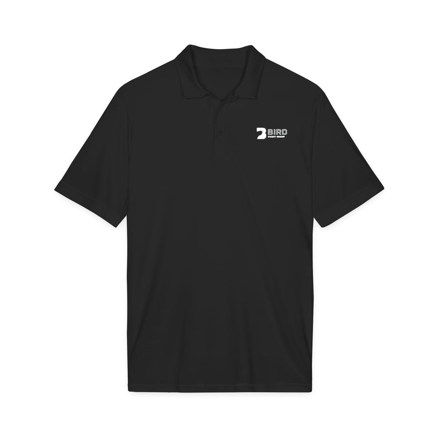 Bird Event Group  Logo Polo — Men’s Black Performance Work Shirt