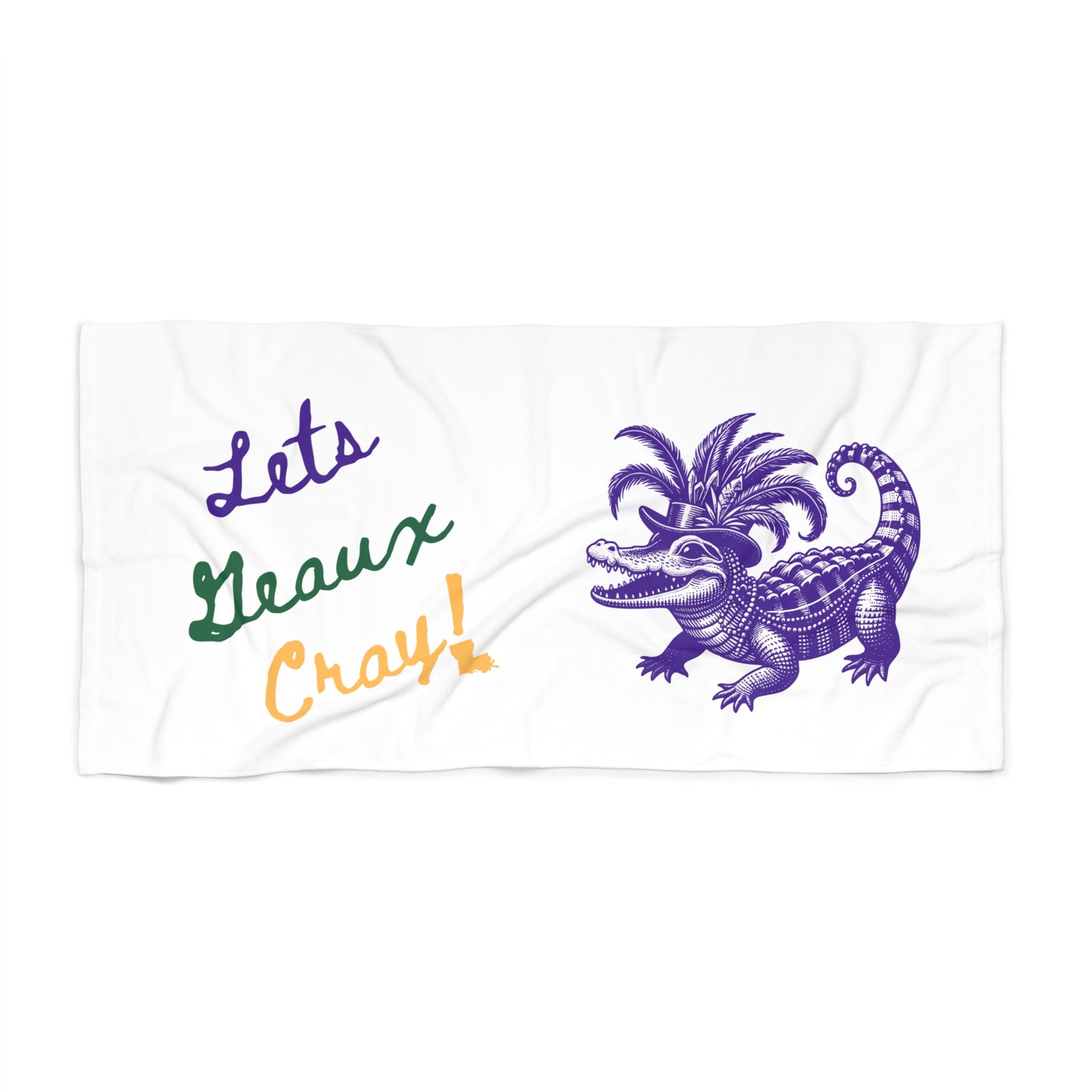 Baton Rouge Mardi Gras Alligator Beach Towel