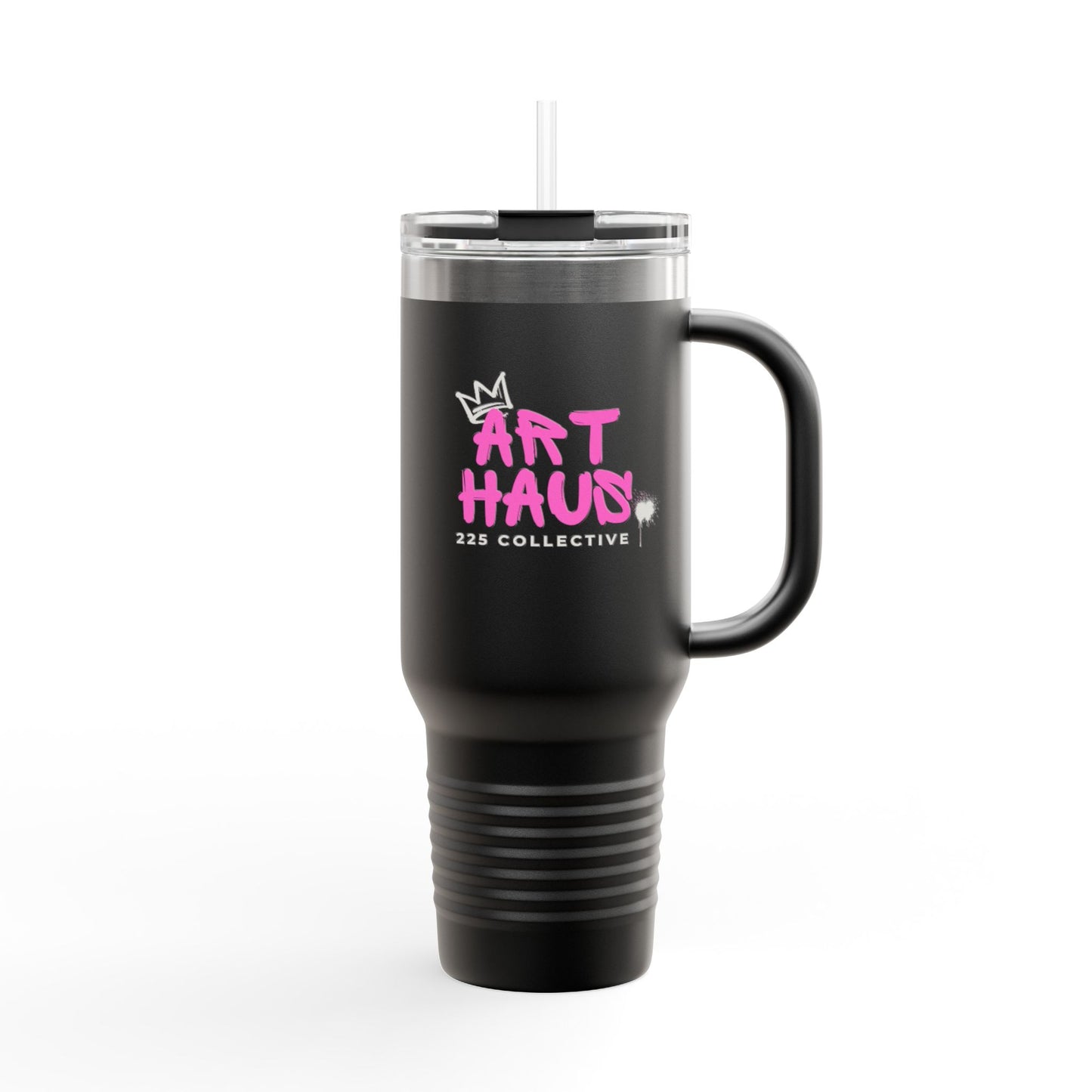 40oz Insulated Travel Mug — Art Haus Logo Tumbler (Travel Straw & Handle)